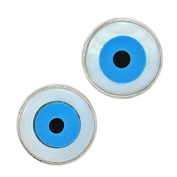 Sterling silver 925 small stud evil eye earrings with turquiose stones Sterling silver 925 small stud evil eye earrings with turquiose stones